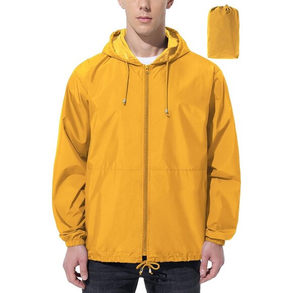 Other - Mens Rain Jacket Raincoat Windbreaker Running Waterproof Lightweight Packable wi
